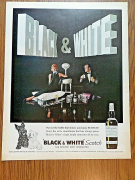  1964 Black White Scotch Ad Couple Playing Cribbage